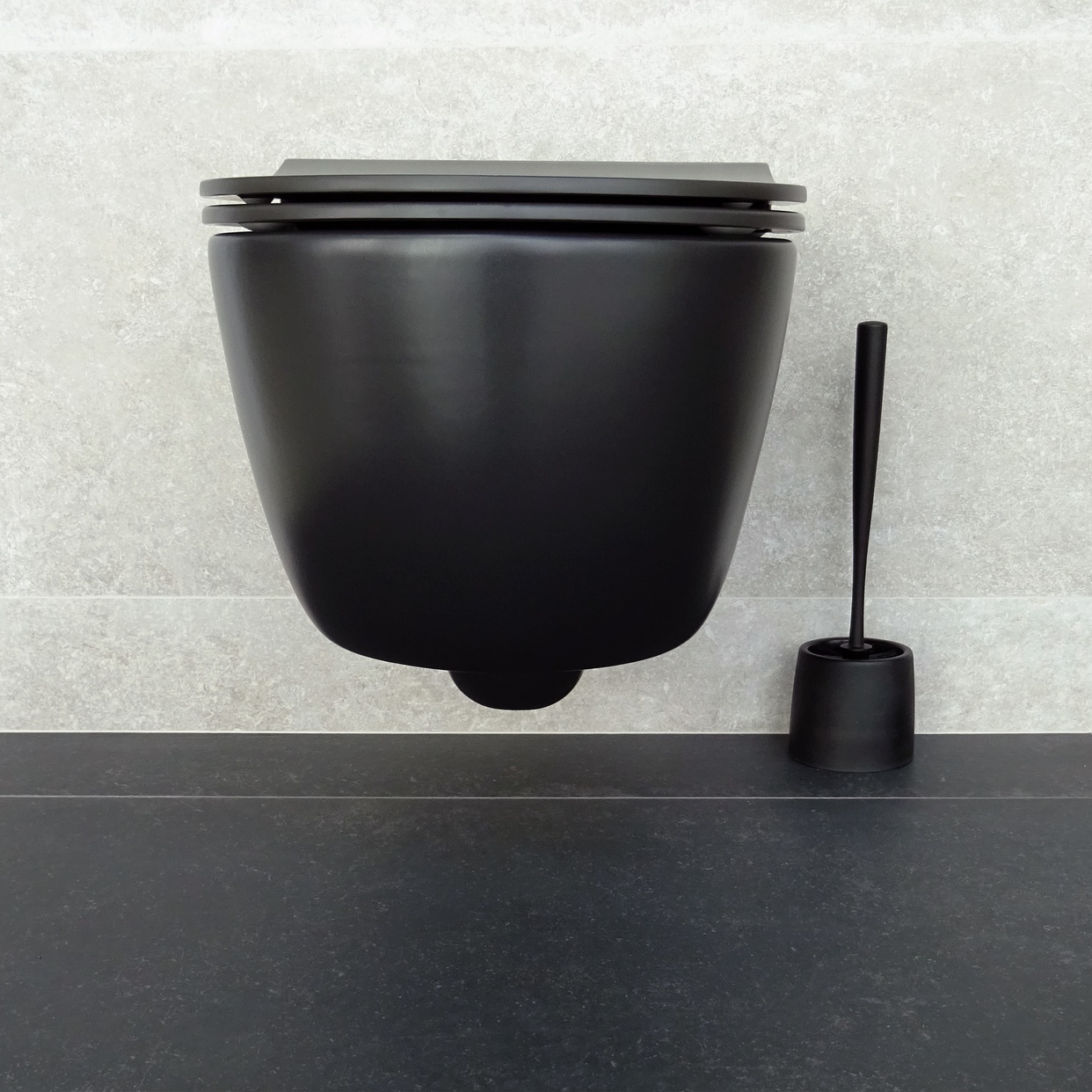 Ricky WC Bürste Toiletten Abfluss Reiniger WC Garnitur mit Halterung (10.21056) - Schwarz