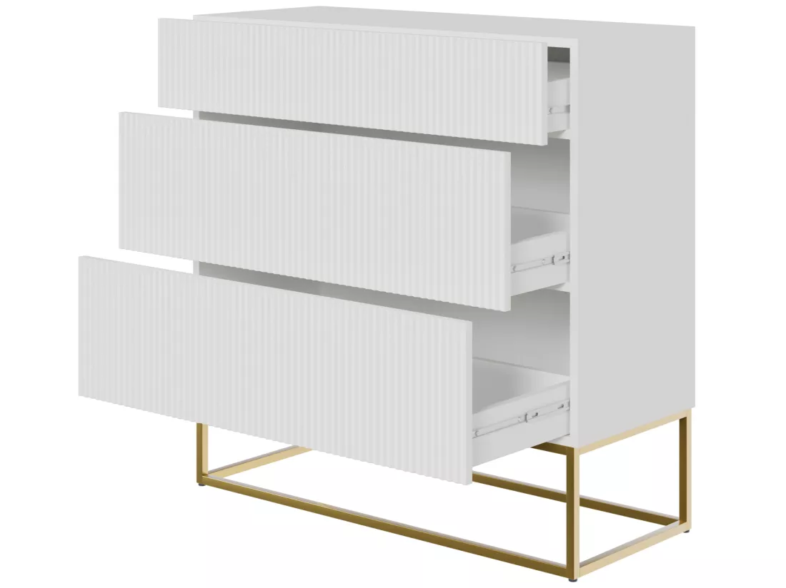Commode avec tiroirs - 90 cm - blanc - VELDIO