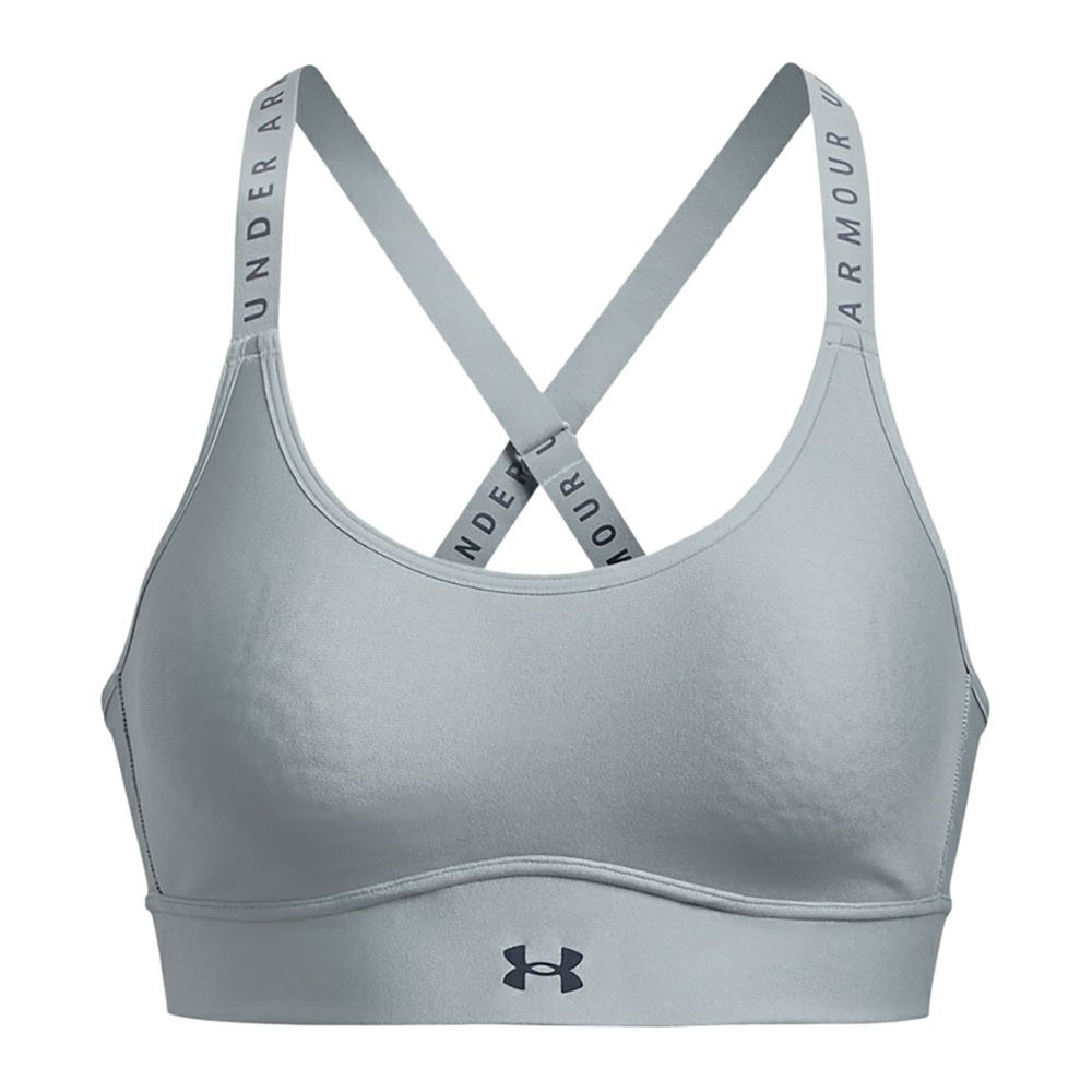 Under Armour UA INFINITY MID COVERED - Brassière Femme harbor blue/downpour gray