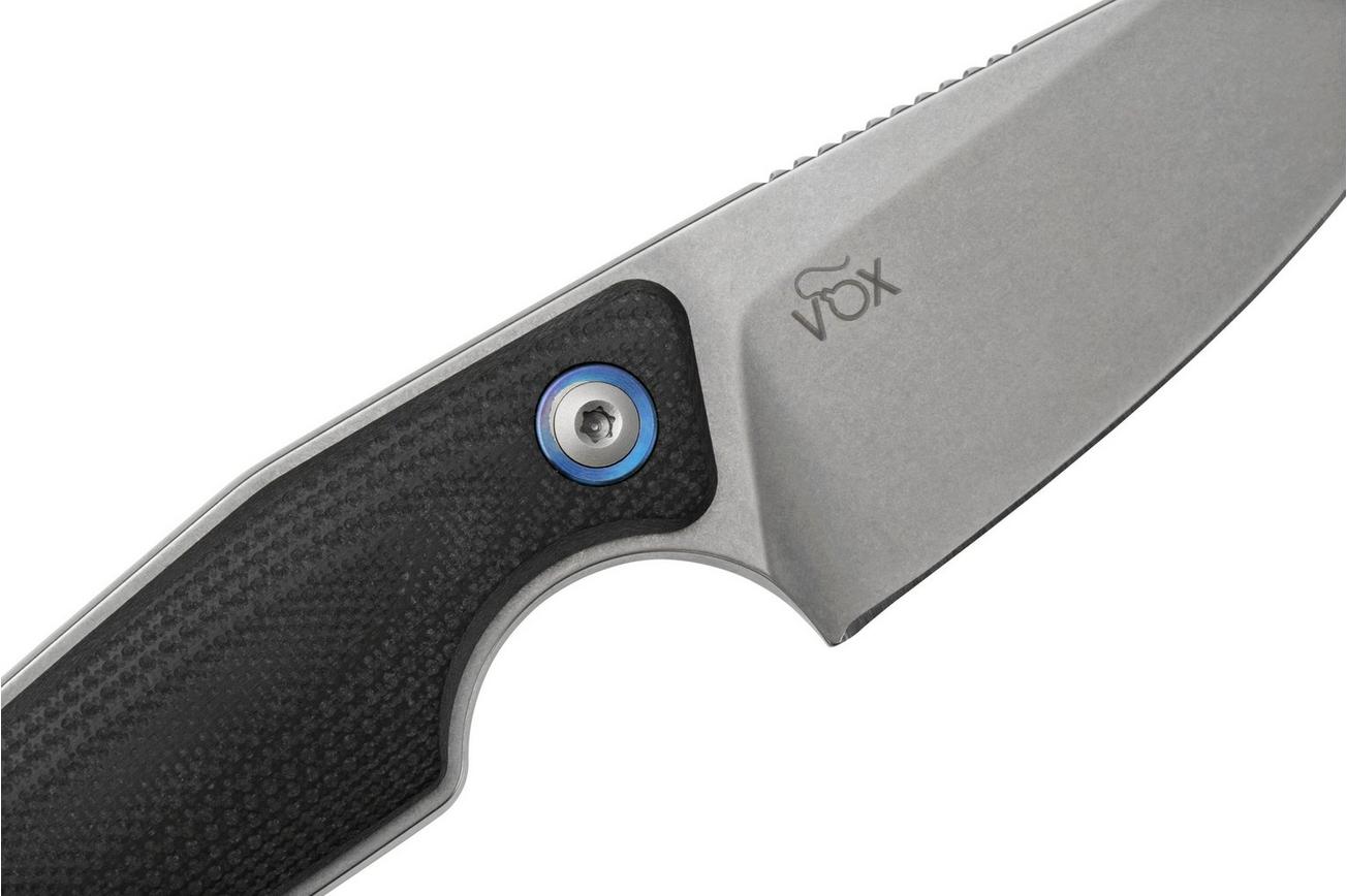 MKM Makro 1 Droppoint, Stonewashed Black G10 vaststaand mes, Jesper Voxnaes design