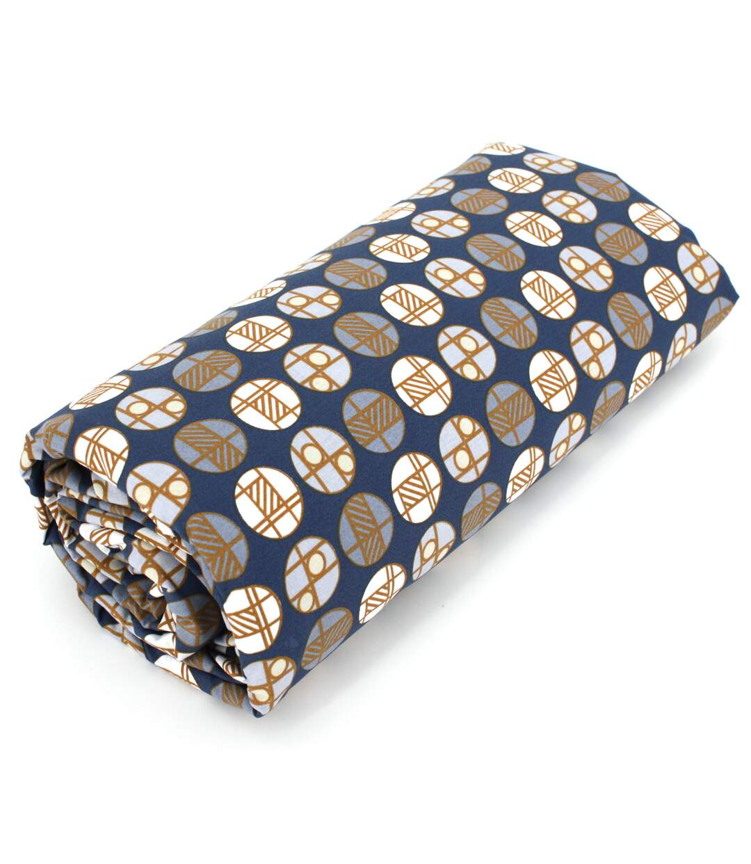 Drap housse imprimé 90x190 cm percale de coton ROMEO bleu Baltique Bonnet 30 cm