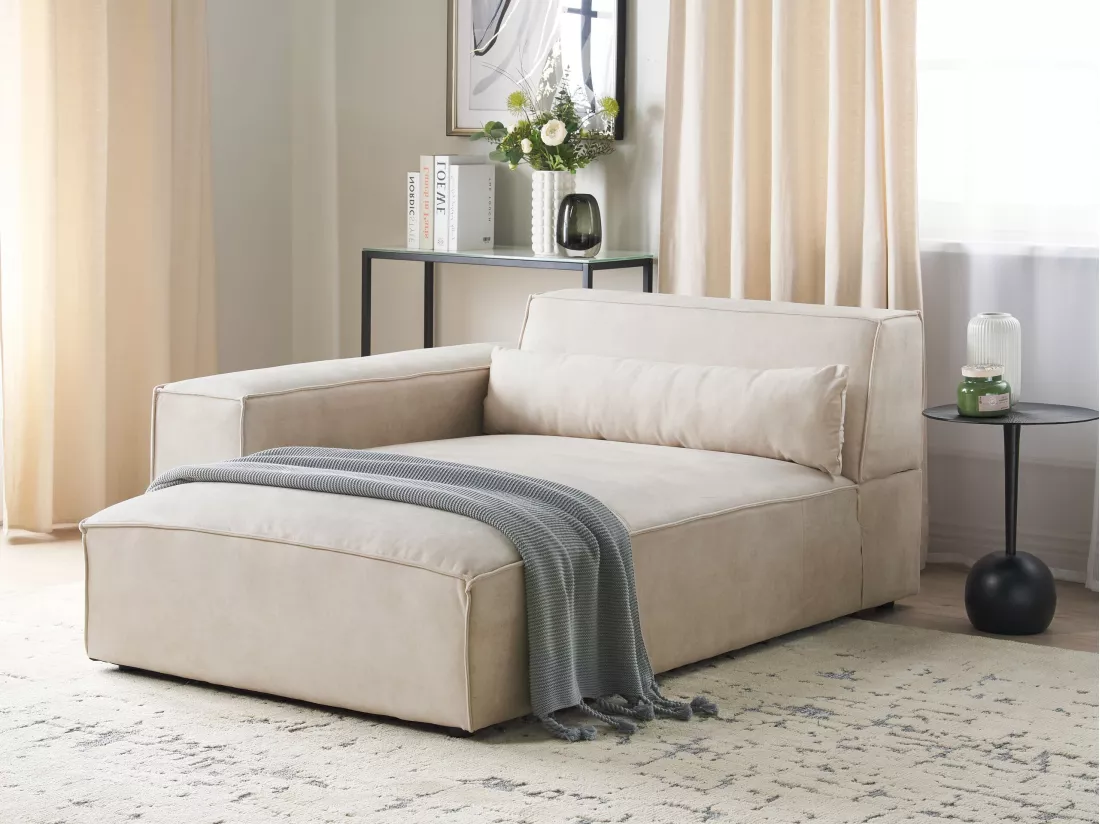 Chaise longue côté gauche beige HELLNAR
