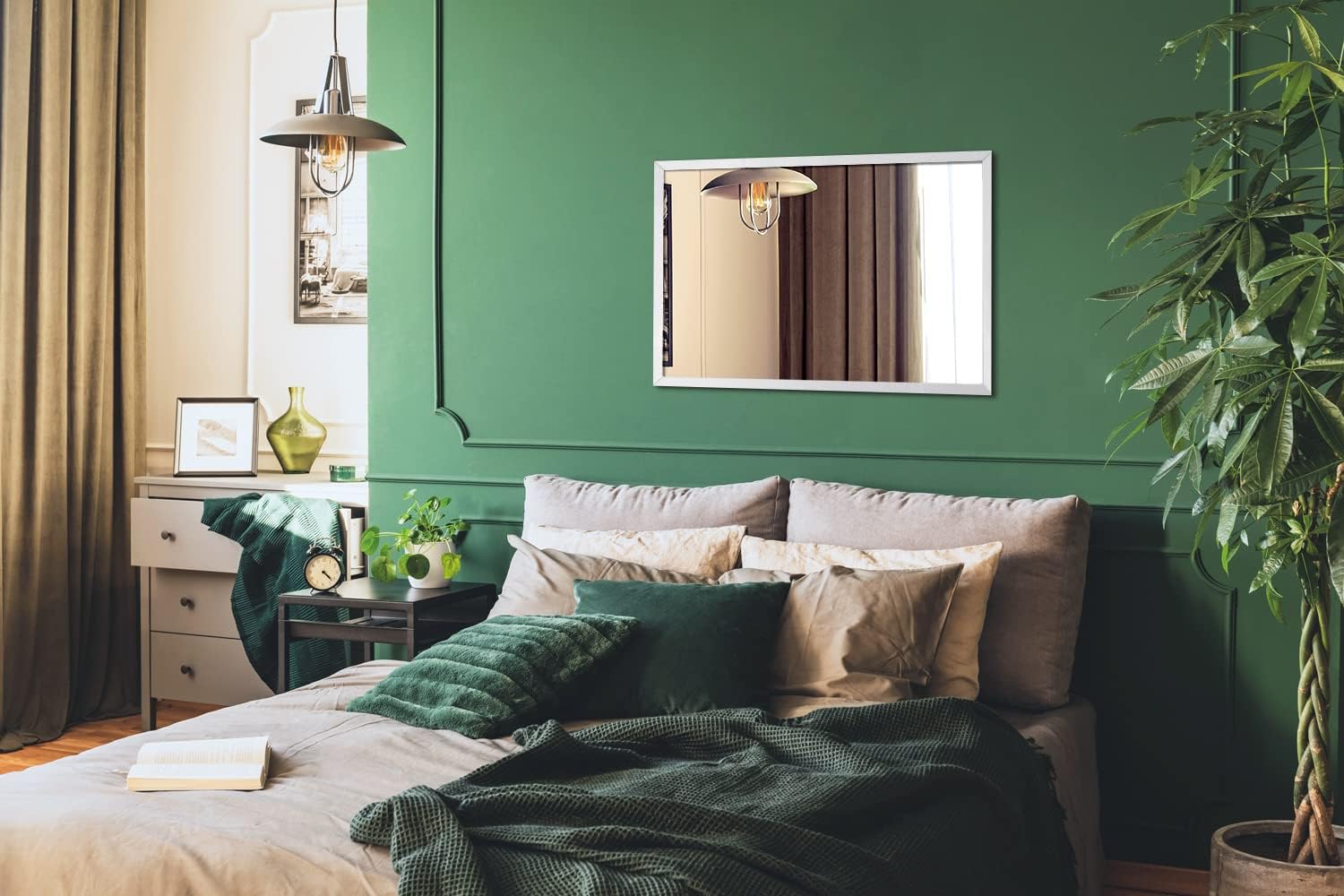 Tulup Spiegel 100x70 cm Glas Wand Mirror Wohnzimmer Weiße Rahmen Groß Badezimmer Schlafzimmer
