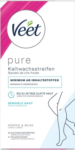 Veet PURE Kaltwachsstreifen Beine & Körper, sensible Haut