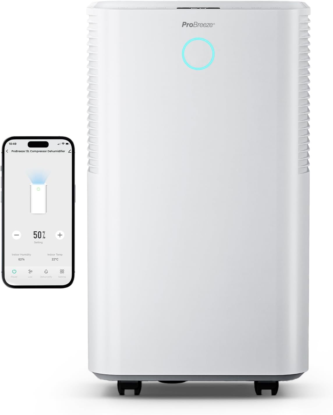 Pro Breeze OmniDry Luftentfeuchter mit App & WLAN, 12L in 24h Entfeuchtungsleistung - Luftentfeuchter elektrisch mit Wäschemodus, Feuchtigkeitssensor, Timer - Gegen Schimmel - Entfeuchter für bis 25m²