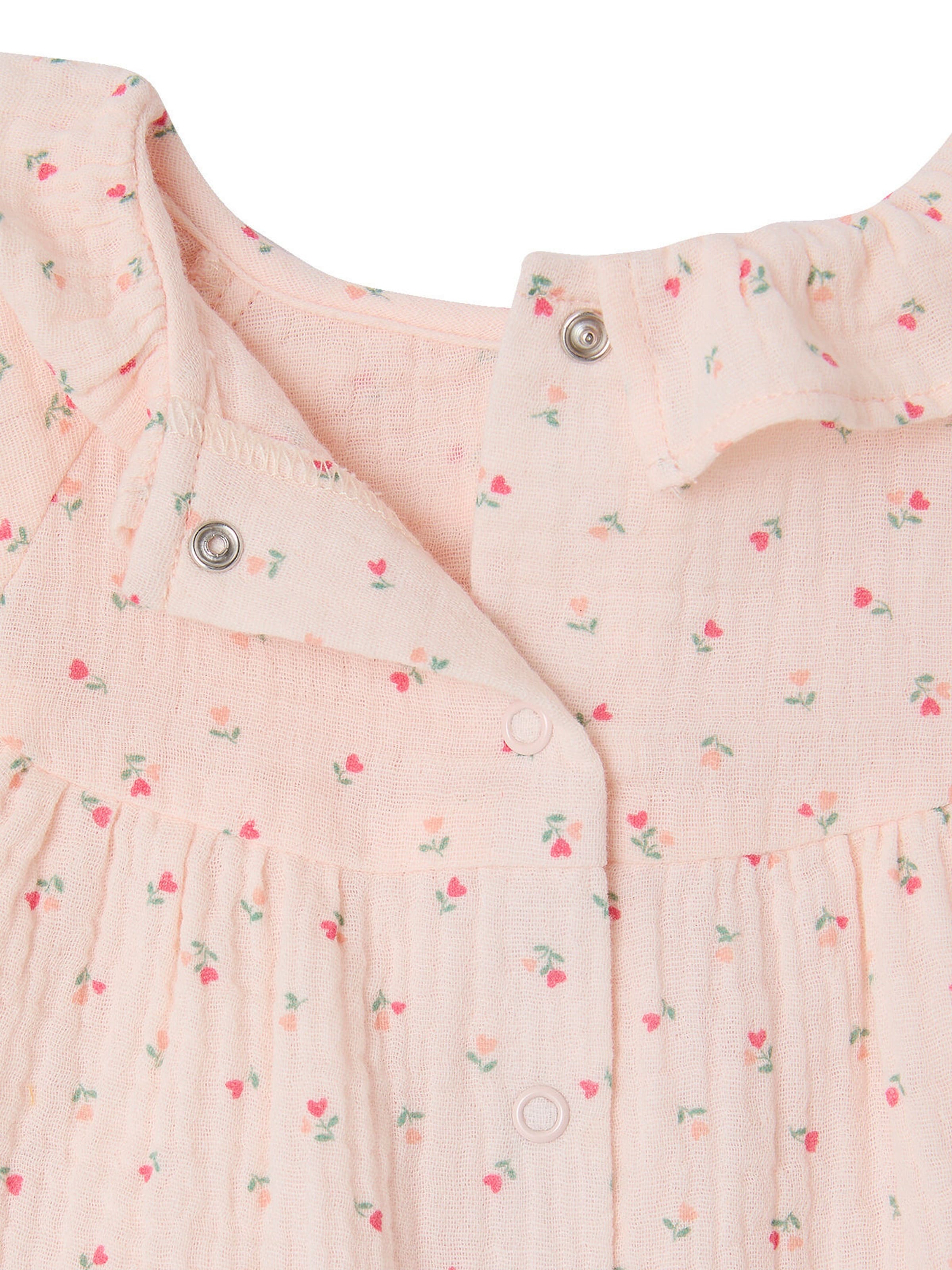 Vertbaudet Baby-Set mit Volants: Bluse & Haremshose, Musselin rosa