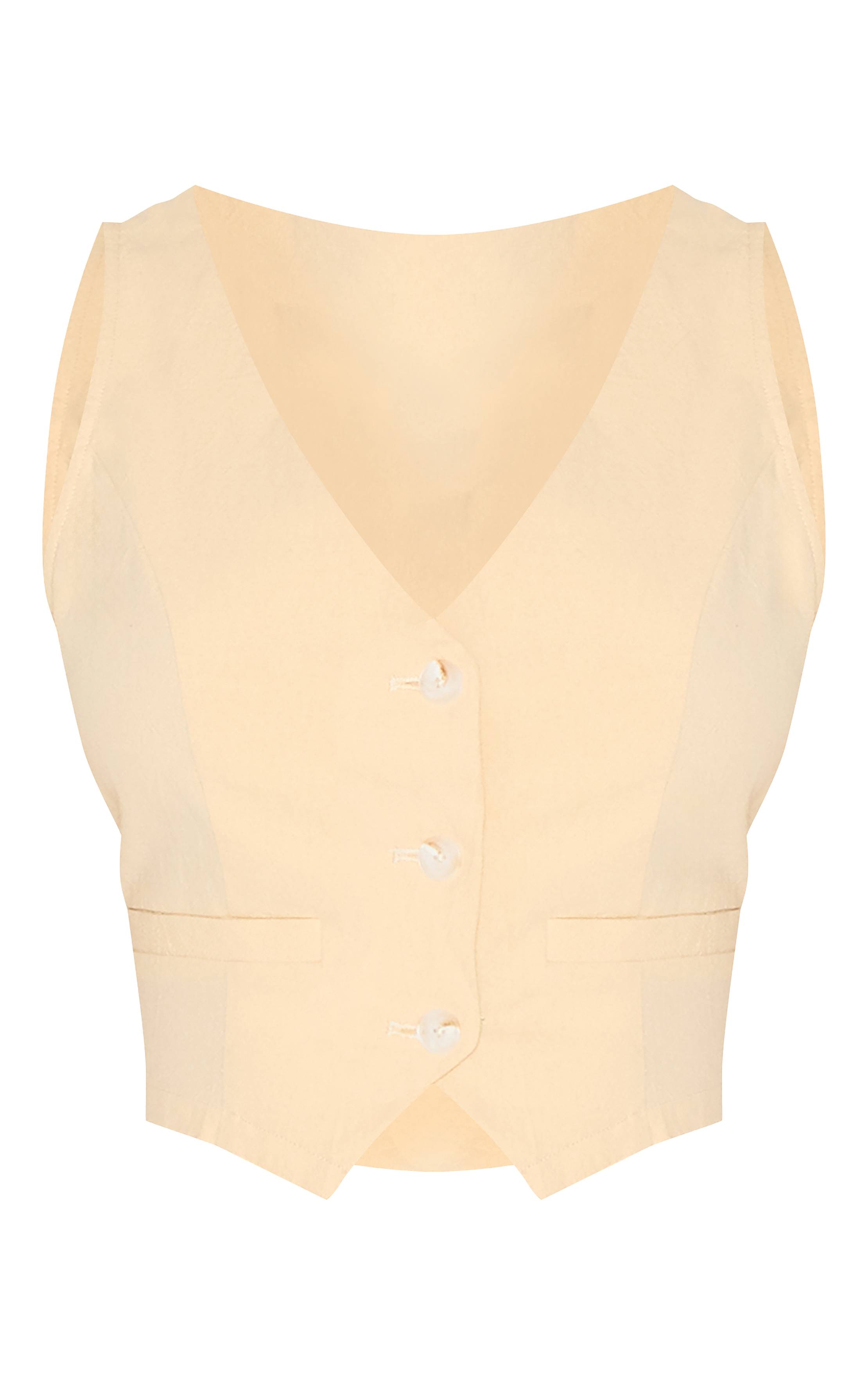 Butter Yellow Ensemble Coordonné Gilet Sans Dos Effet Lin