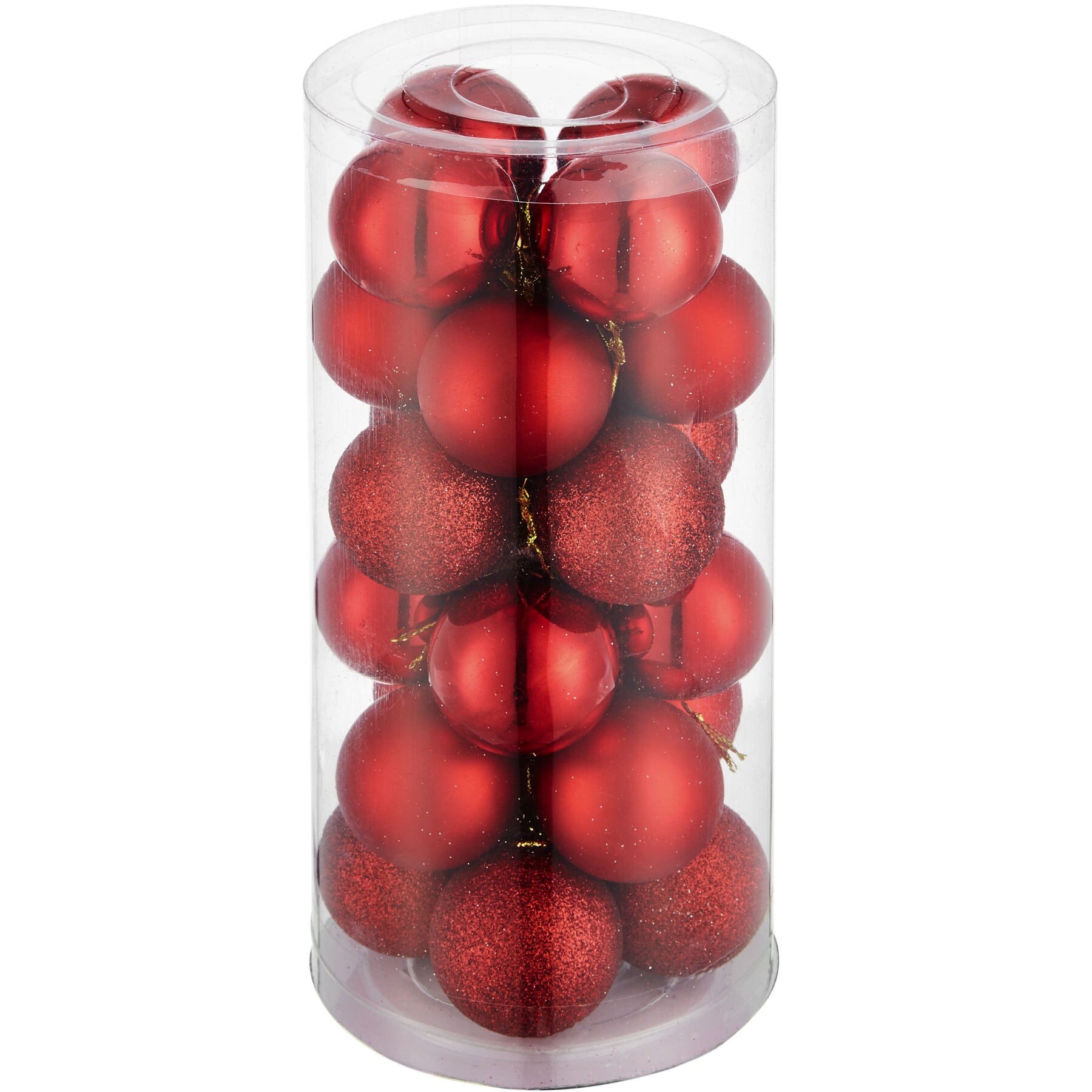 tectake® Weihnachtskugeln, 24er-Set in Rot, matt, glänzend und glitzernd, Durchmesser 4 cm