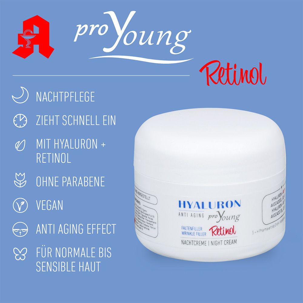 Hyaluron proYoung  Anti Aging Faltenfiller Retinol Nachtcreme