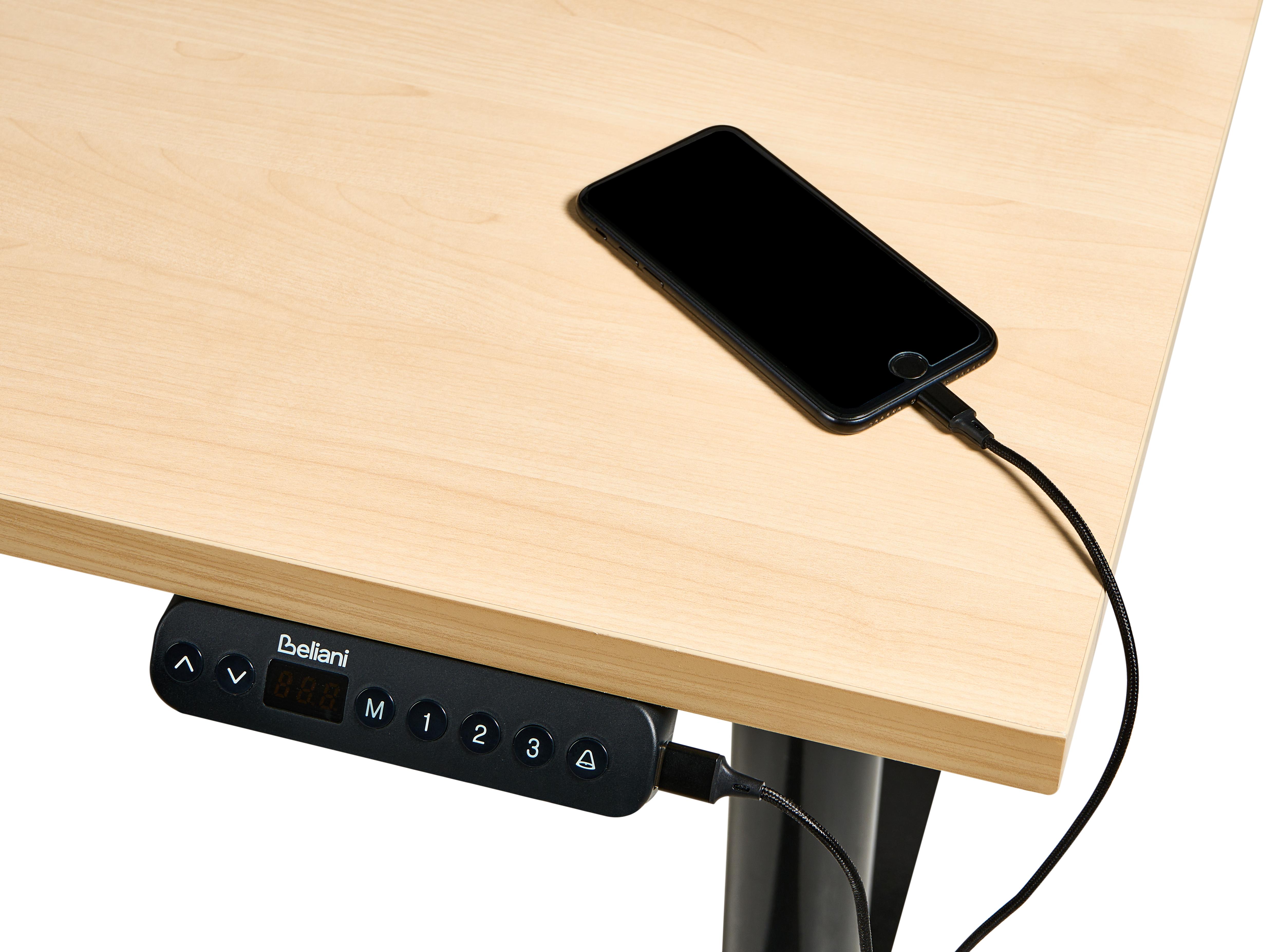 Elektrisch verstelbaar sta-bureau DESTINAS Zwart/lichtbruin 180 cm 72 cm