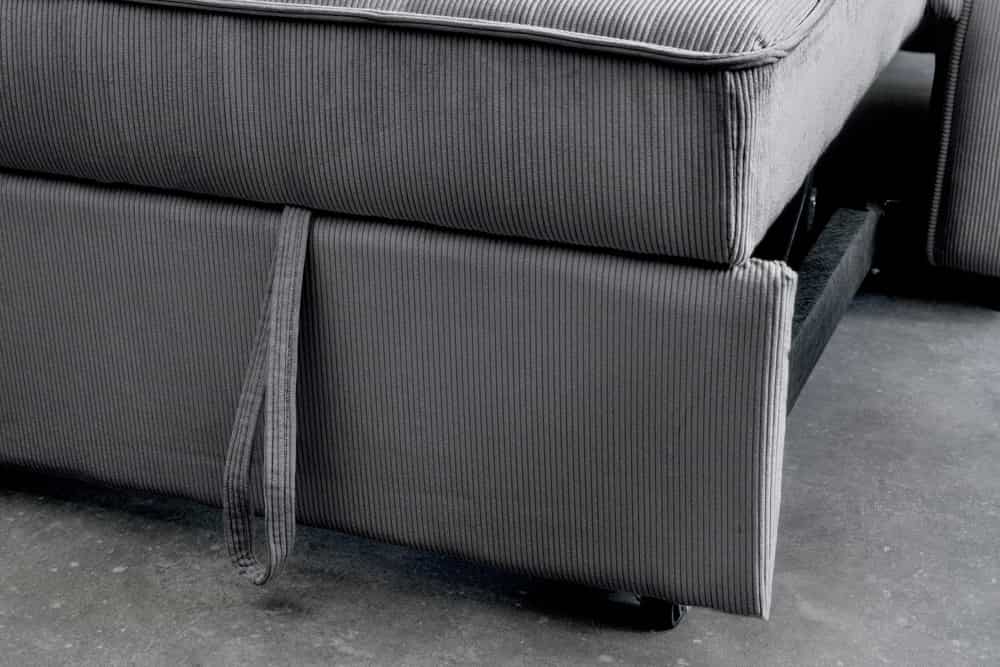Ausziehbares Schlafsofa SMART 180cm grau Cord 2-Sitzer Couch mit Nosagfederung
