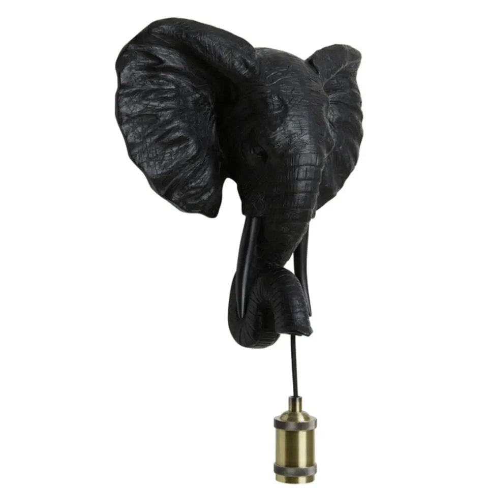 Wandlamp Elephant - Zwart - 35x13x36cm