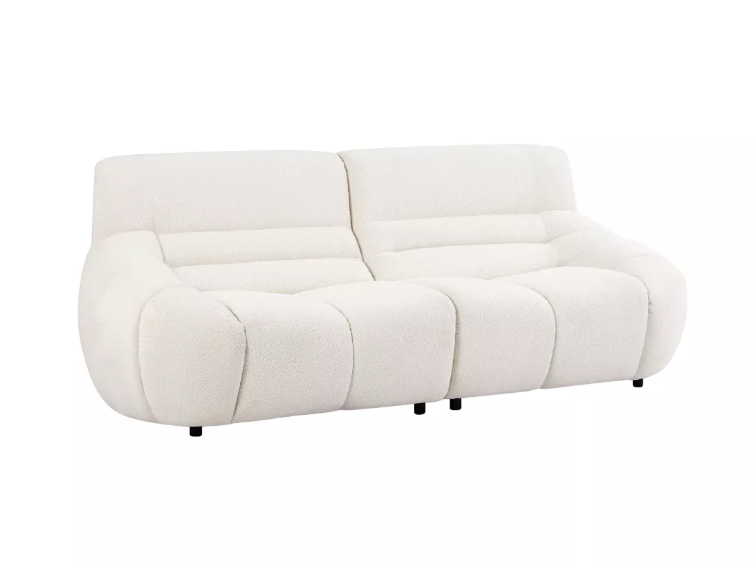 Canapé 3 places en tissu bouclette blanc BOVERA