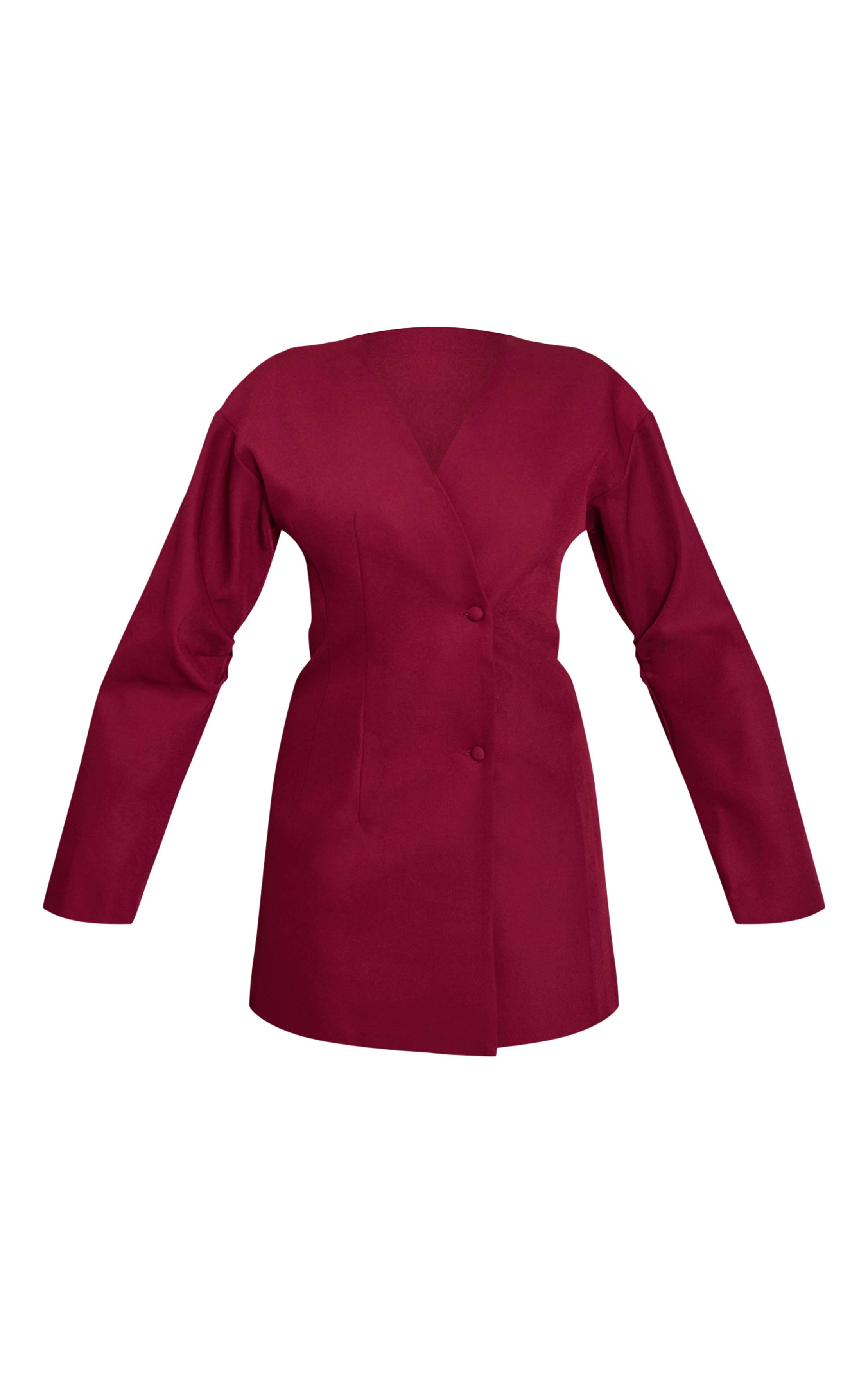 Prune Robe Blazer Tissée À Manches Ballon