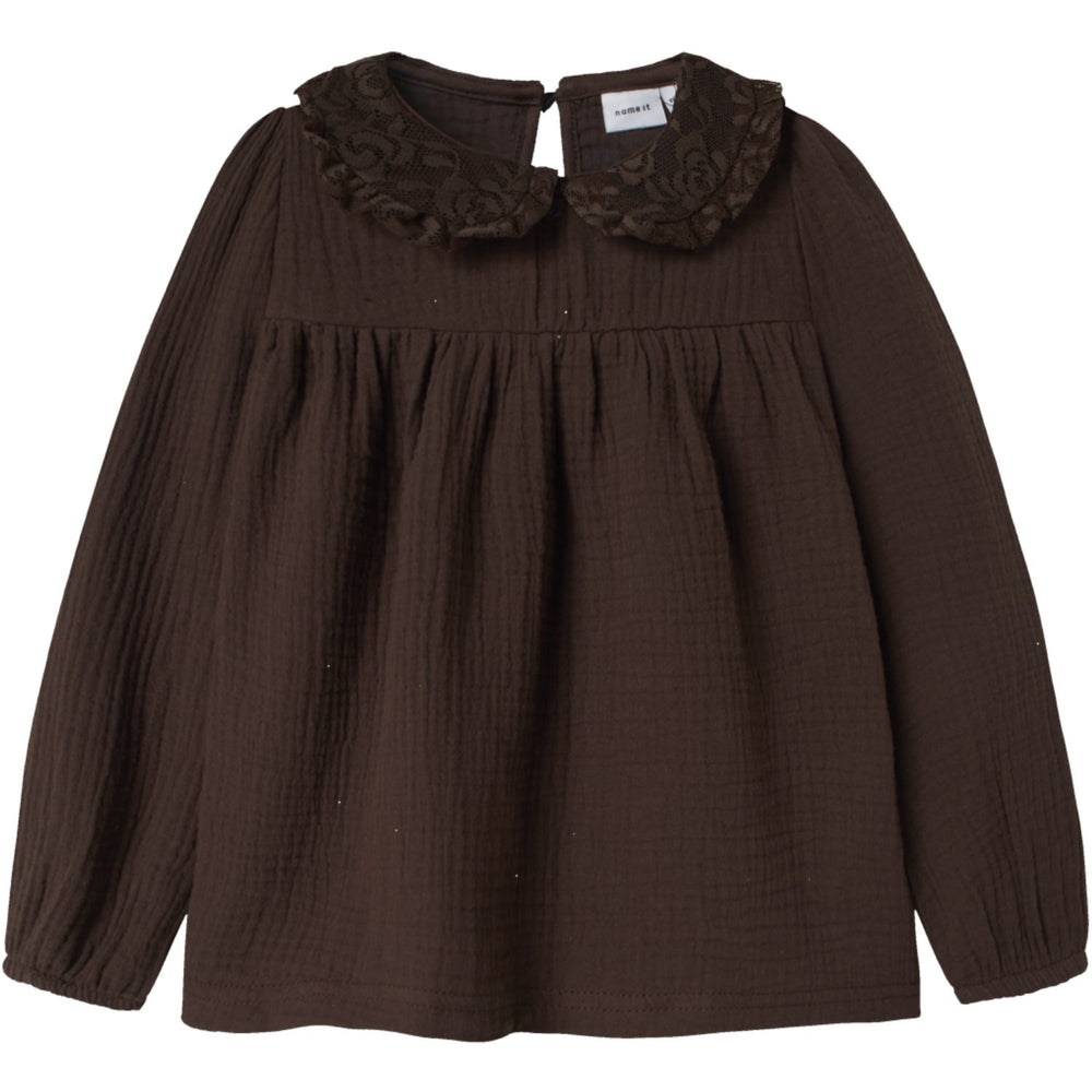 Køb Name It Seal Brown Nmfolyssa Ls Bluse