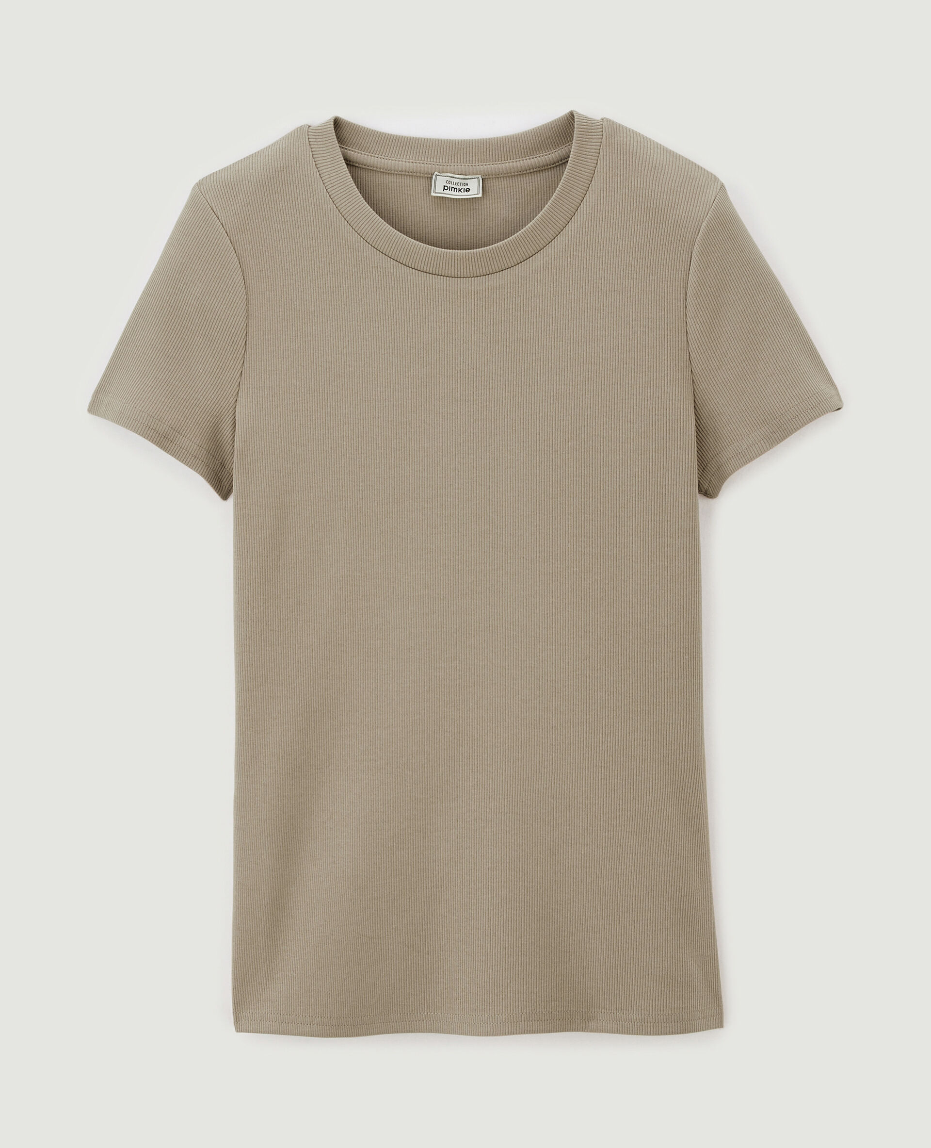 Top maille côtelée - Taupe
