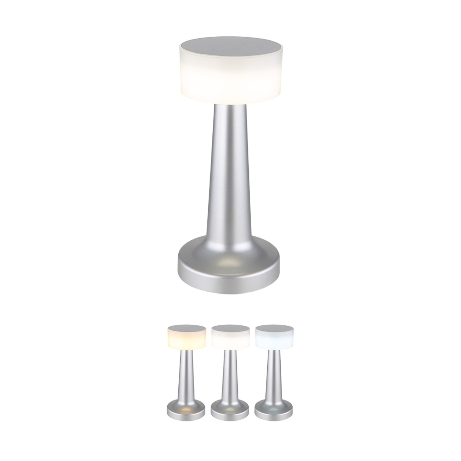 LED-Tischleuchte - Nickel matt - opal - 21,5 cm