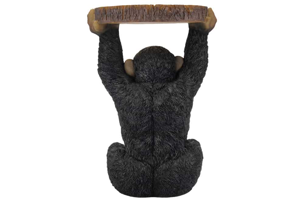 Runder Beistelltisch MONKEY 55cm schwarz grau Affen-Skulptur handmade