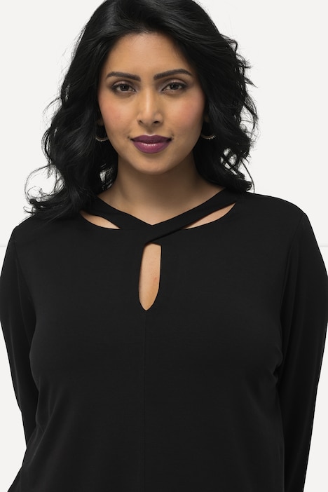 T-Shirt, Cut-Out, Lyocell, gedrehter Ausschnitt, 3/4-Arm