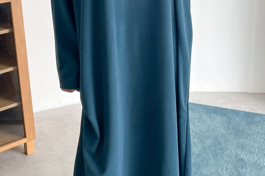 Chubby Girl - Lange mouwen effen losse midi-jurk