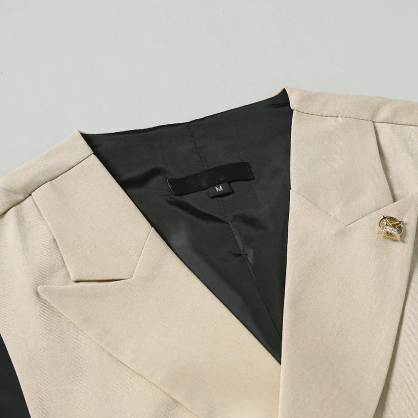 Lefitt - Peak Lapel Plain Double-Breasted Vest