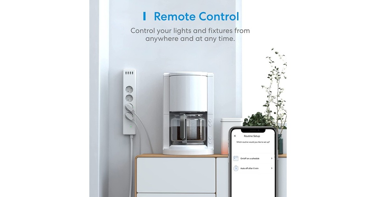 MEROSSMSS425F Smart Wi-Fi Surge Protector schakel stekkerdoos  (Wit, USB, Wi-Fi)