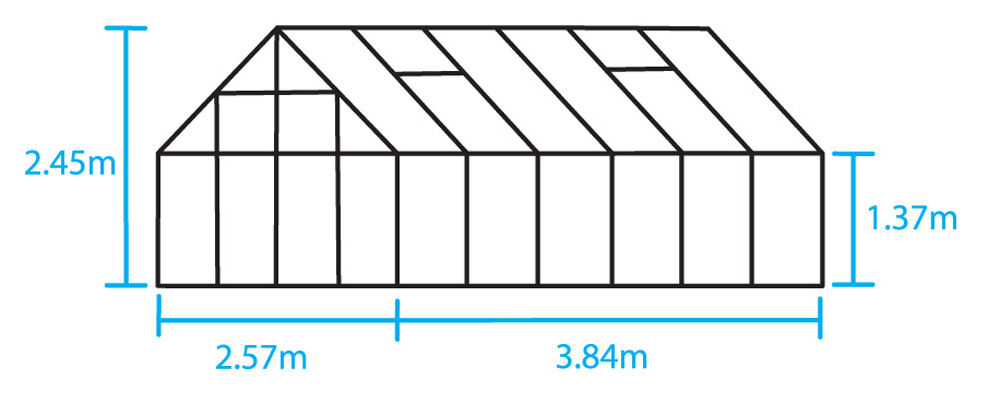 Halls Magnum 128 - Tuinkas - Groen - 258x257x384 cm - Veiligheidsglas