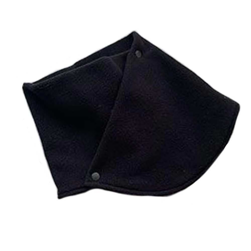Fleece Schal Halstuch Nackenschutz Schlauchschal mit Druckknöpfen - Schwarz