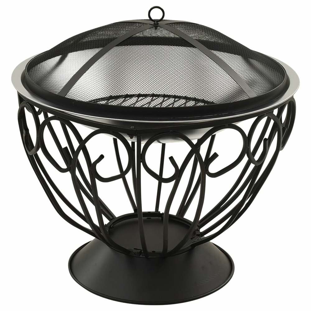 Foyer et barbecue avec tisonnier 2 en 1 59x59x60 cm inox