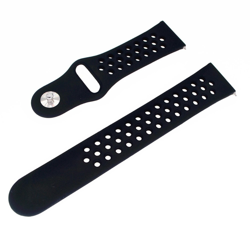 (Gr. L) Garmin Vivoactive 5 / 3 / Vivomove HR / Forerunner 645 Music Ersatz Silikon Armband Dual Color (Gelenkumfang 172-247mm) - Schwarz