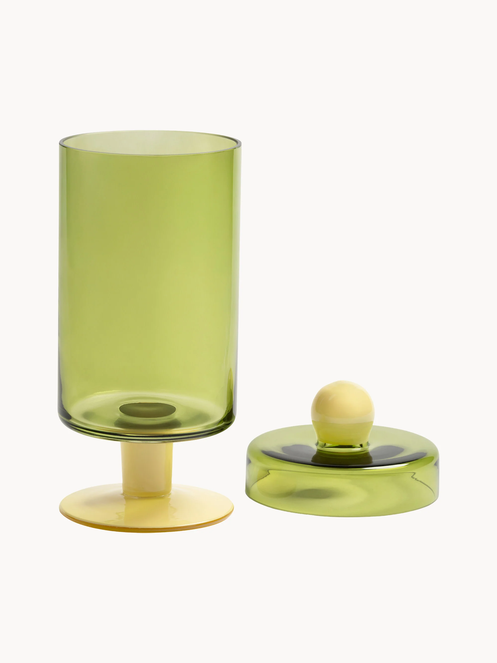 Handgemaakte hoge glazen opbergpot Duo