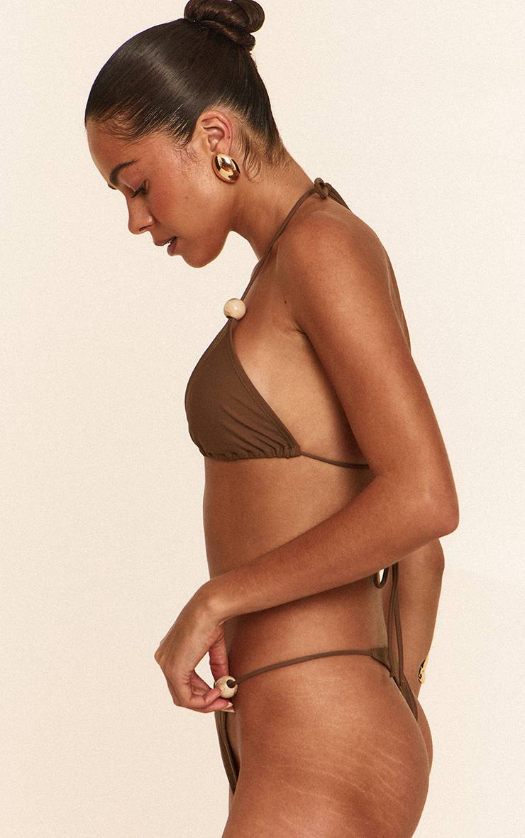 Champignon Bas De Bikini Tanga À Bordure De Perles