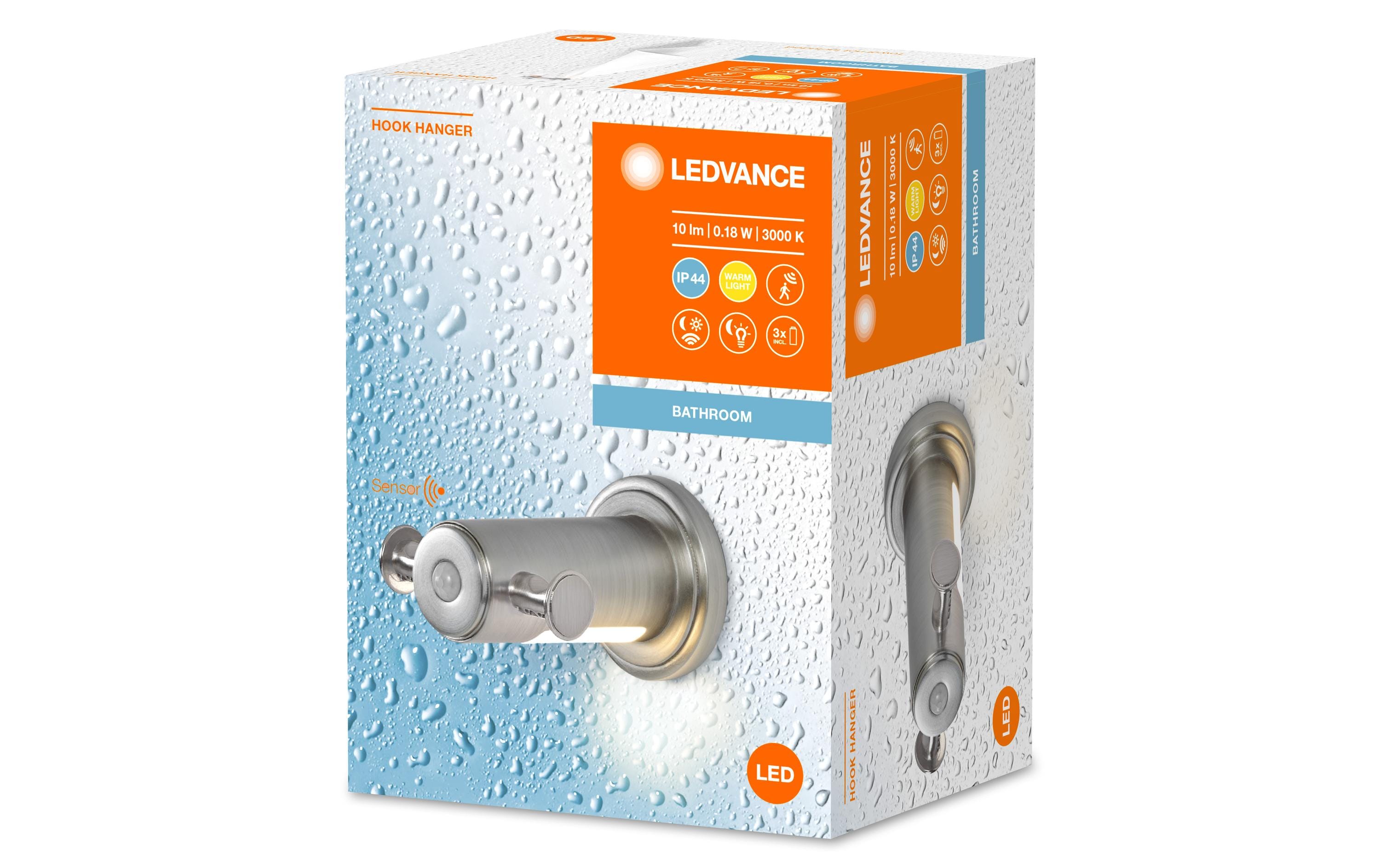 Bademantelhaken mit Beleuchtung, 3000K, SilberBad-Gadget-Serie mit Bewegungs- und Tageslichtsensor