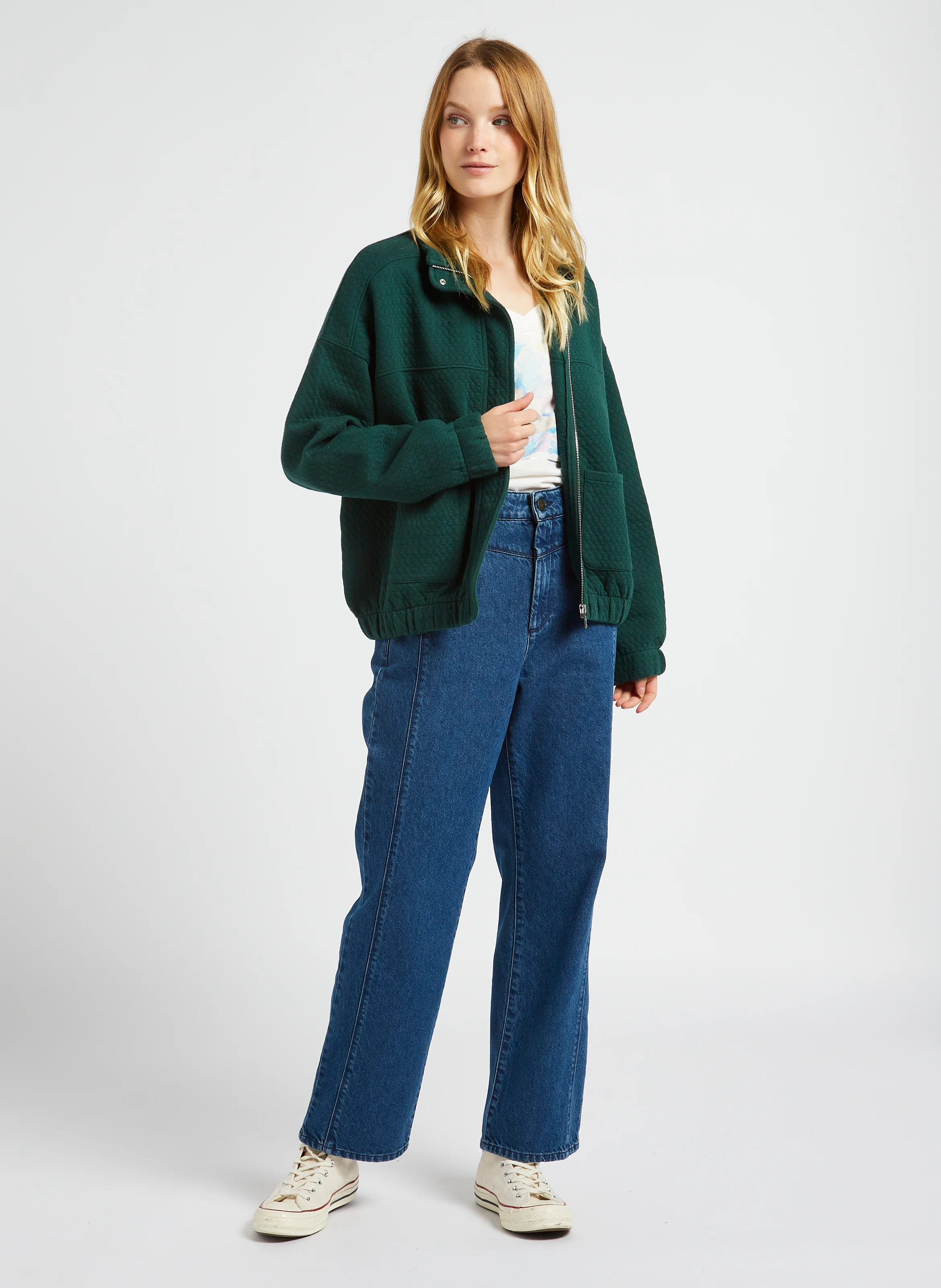 MANITAS - Blouson oversize col montant en coton mélangé | Vert