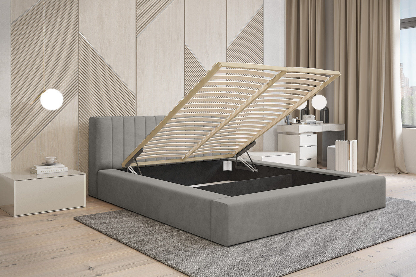Trae Mobler Como 180 x 200 cm Gestoffeerd Bed Grijs