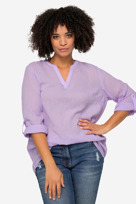 Bluse, Hemdkragen, Ärmel mit TurnUp