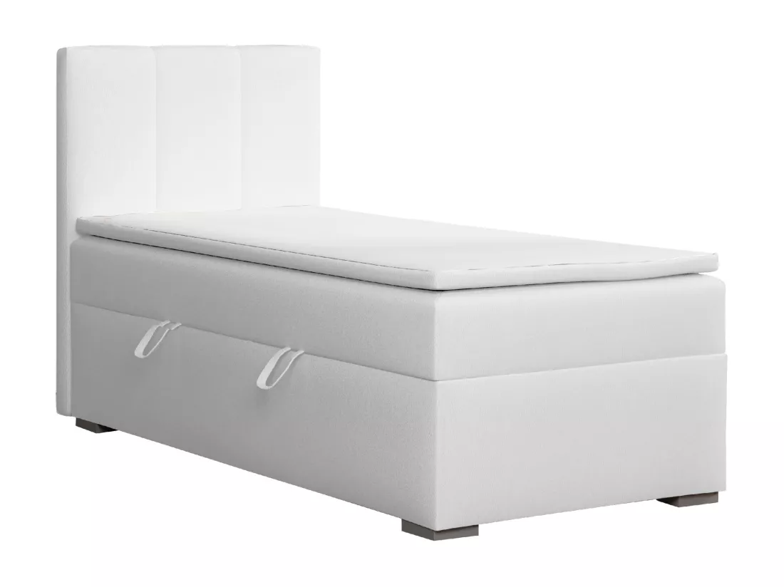 LIT SIMPLE avec tiroir de rangement et surmatelas, côté gauche Monaco Mini 90x200 cm, Soft 17 (Blanc)