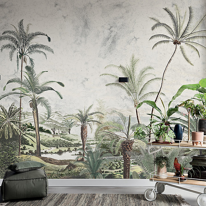 Décor mural intissé Savana Palmier vert - 6 lés