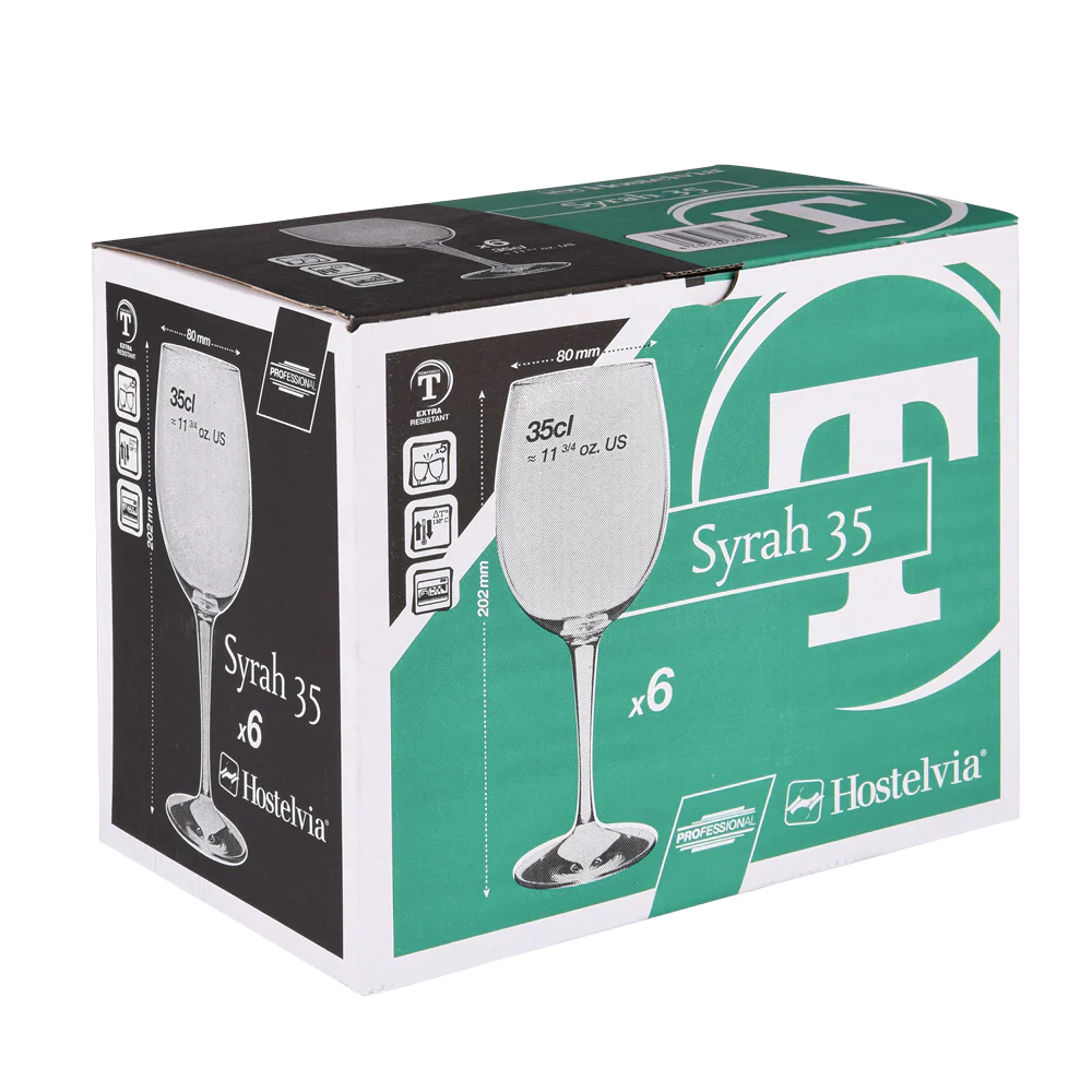 Boîte de 6 verres à pied trempés Syrah 35 cl Vicrila
