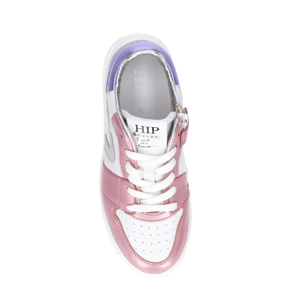 Hip leren sneakers brons/wit