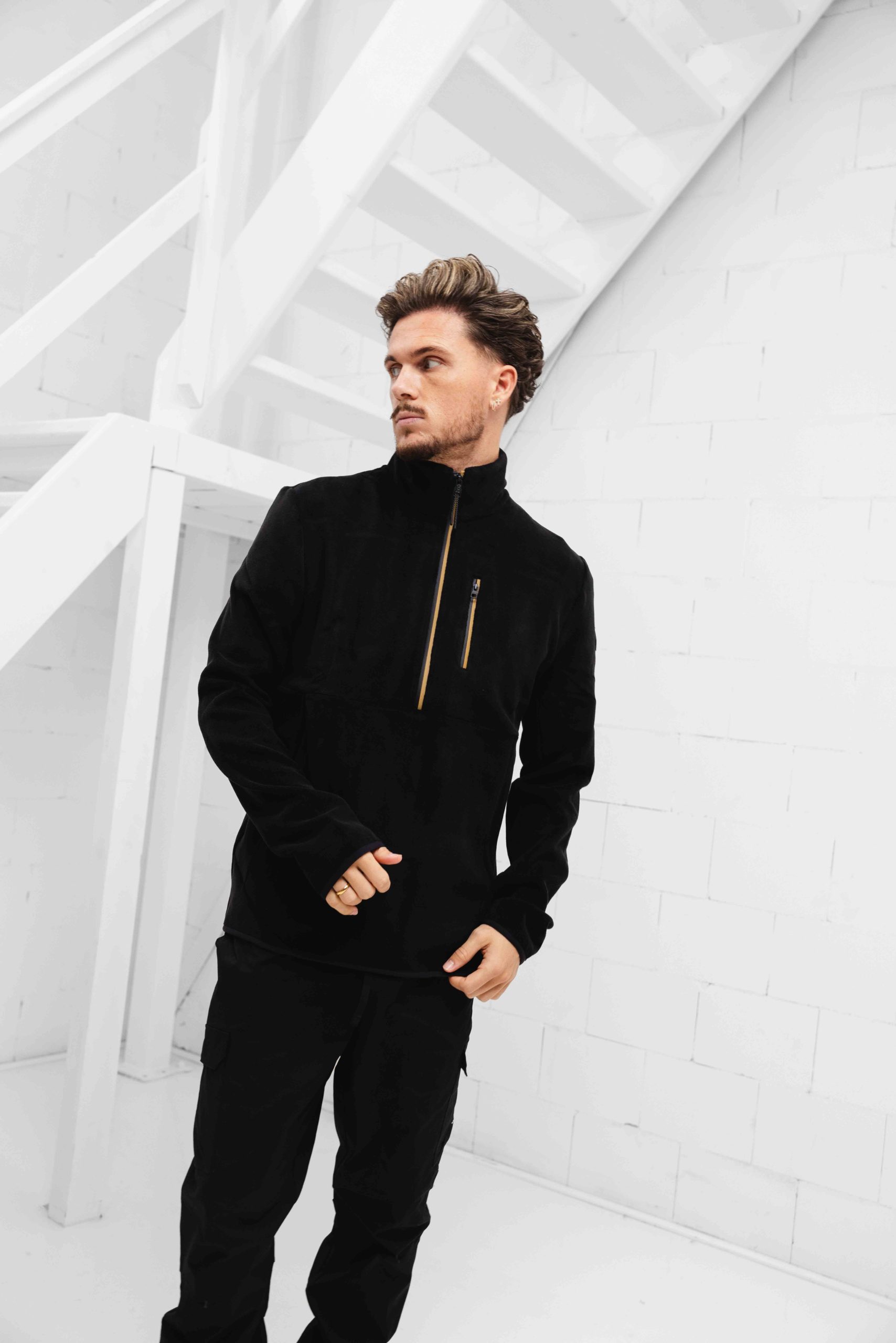Cruyff Half Zip Fleece Sweater Heren Zwart