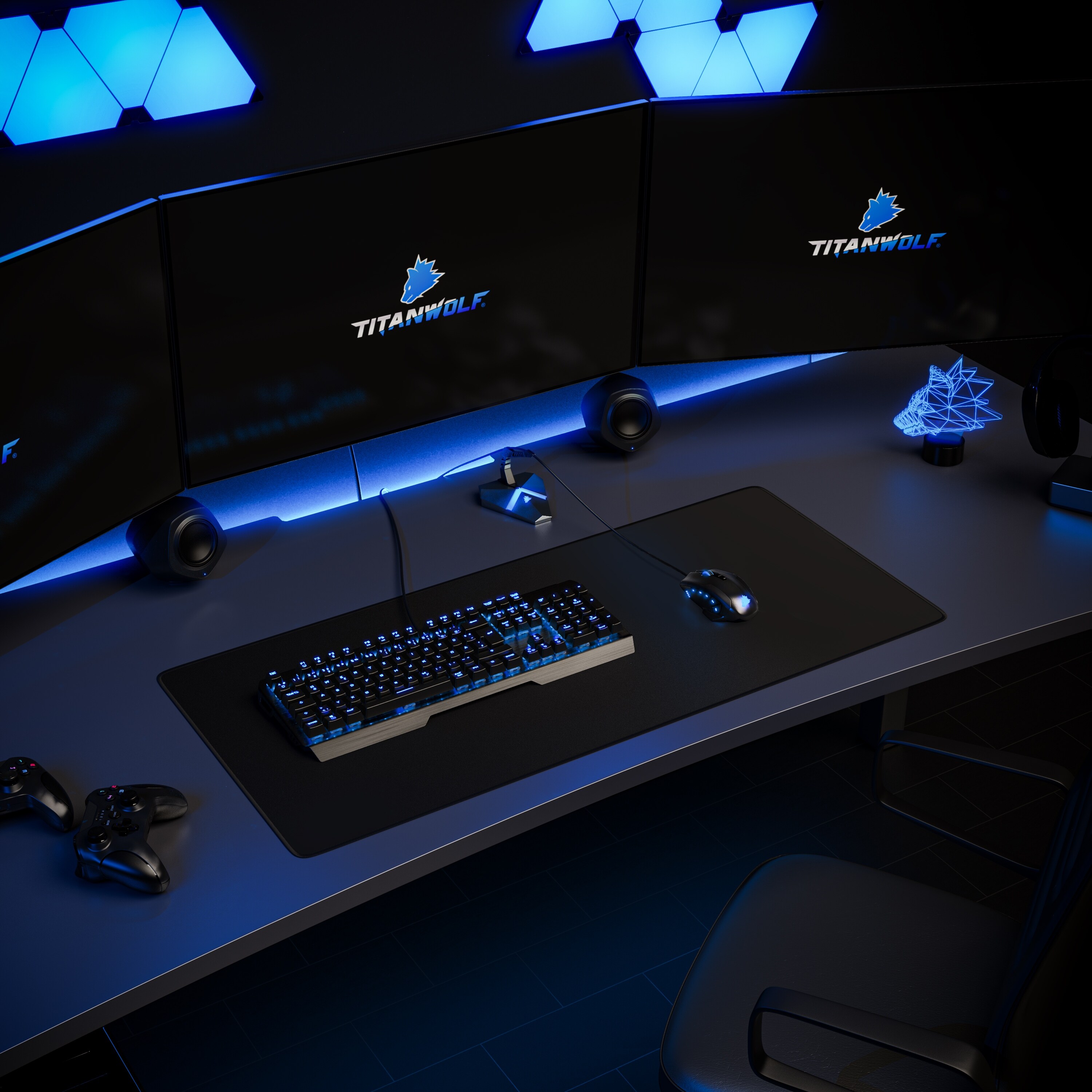 Titanwolf Gaming Mauspad, XXL Speed Gaming Mousepad / Extragroße Fläche von 900 x 400mm, schwarz