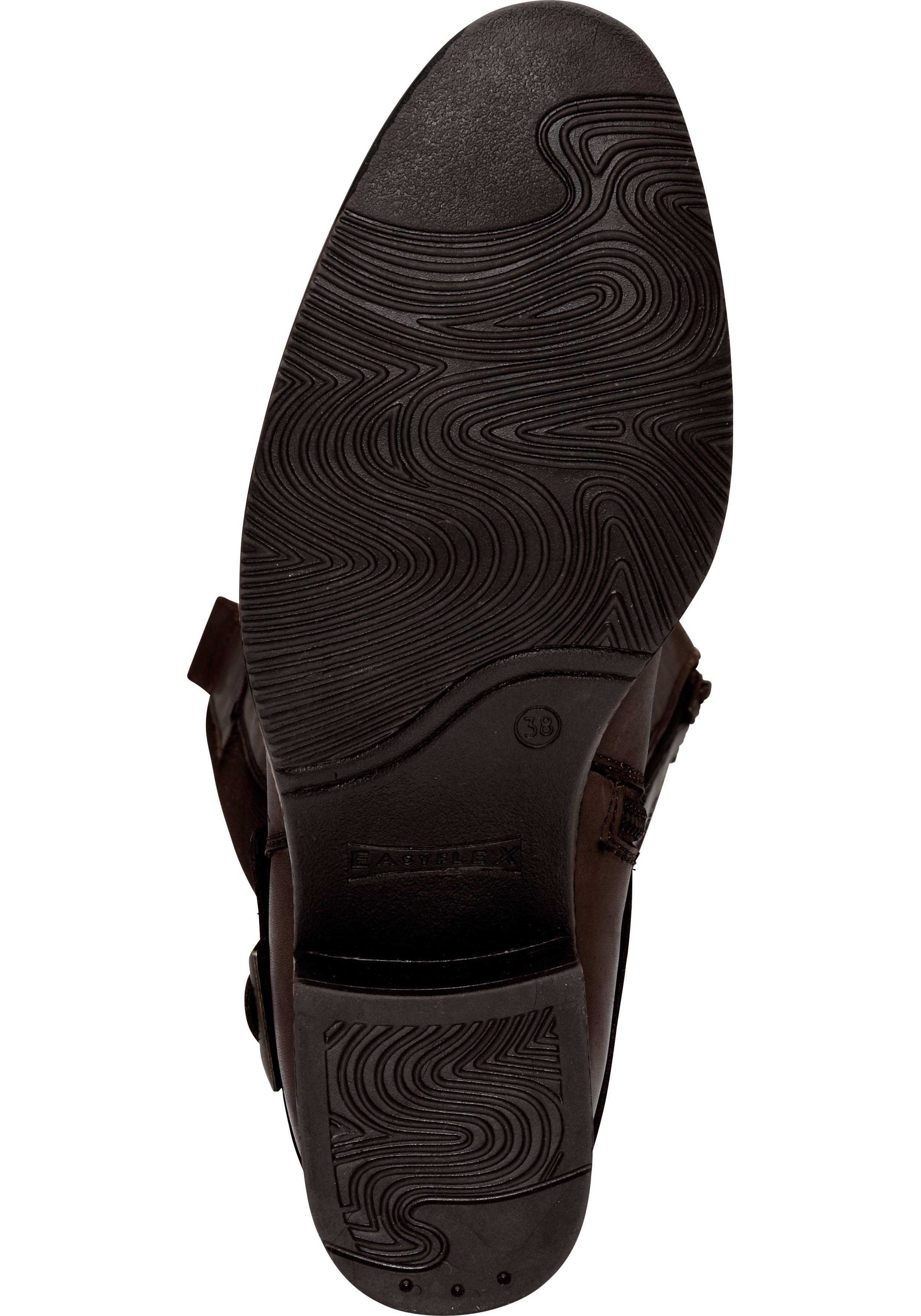 Weitschaftstiefel aus Leder mit Zierschnalle