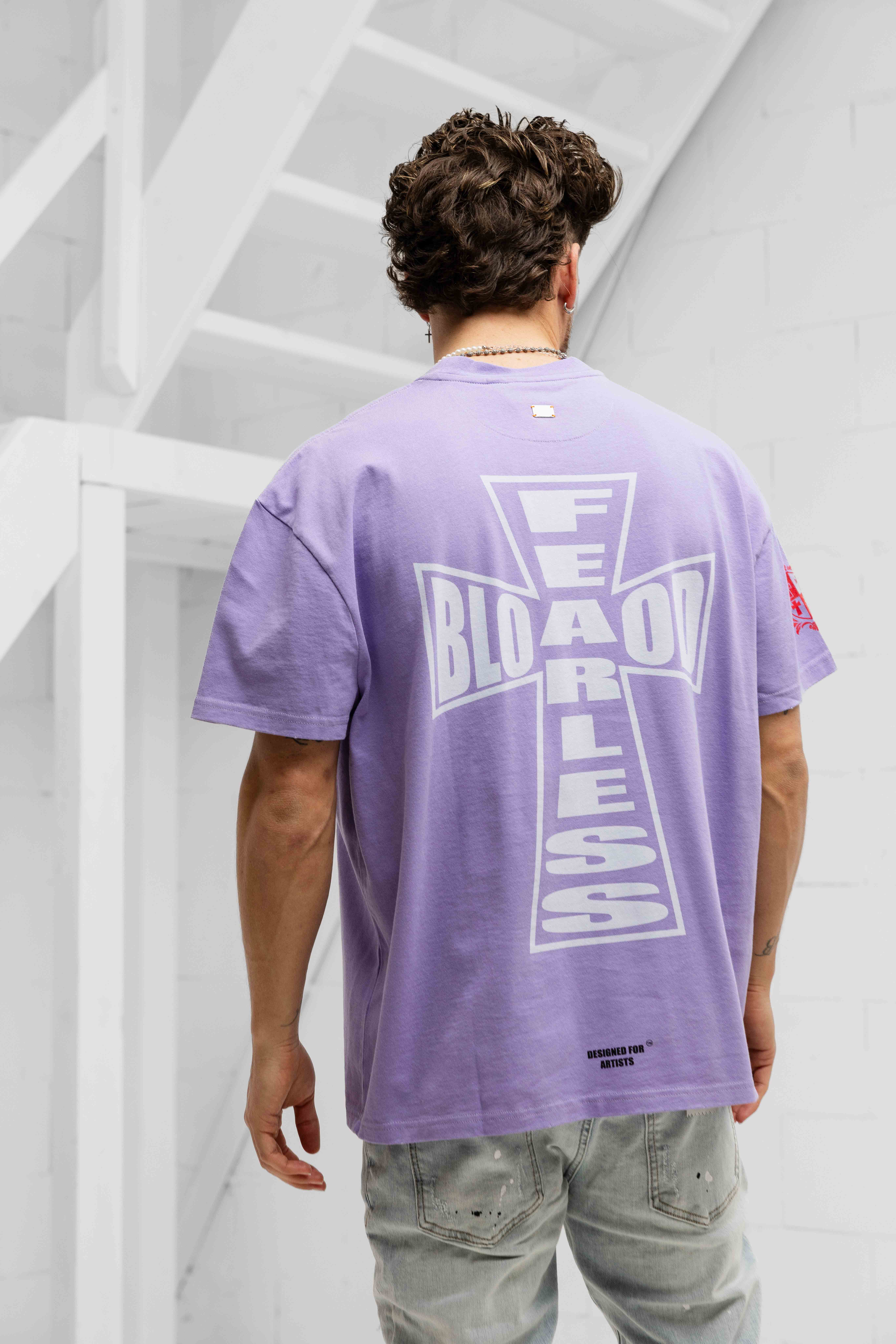 Fearless Blood Cross T-Shirt Heren Paars