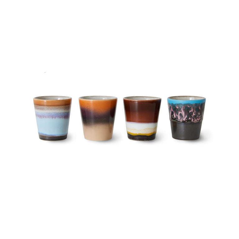 HKliving 70's Ceramic Ristretto mok set van 4 good vibes