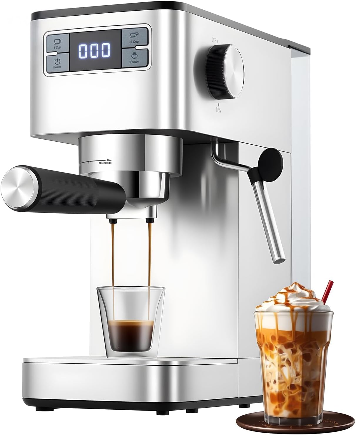 Kaffeemaschine, 20 Bar Siebträger Mit Milchaufschäumer Für Espresso, Cappuccino Und Latte - Kompakte Espressomaschine Mit Thermoblock, Heißwasserfunktion & Entkalkungsanzeige - Perfekt Für Haushalt Un