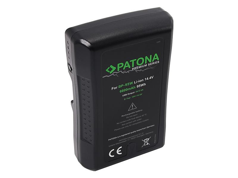 Patona Videokamera-Akku Premium V-Mount 95 Wh Hochwertiger V-Mount Akku aus der Premium Serie