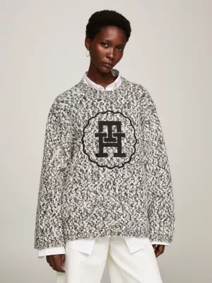 Suéter oversized texturizado com monograma TH