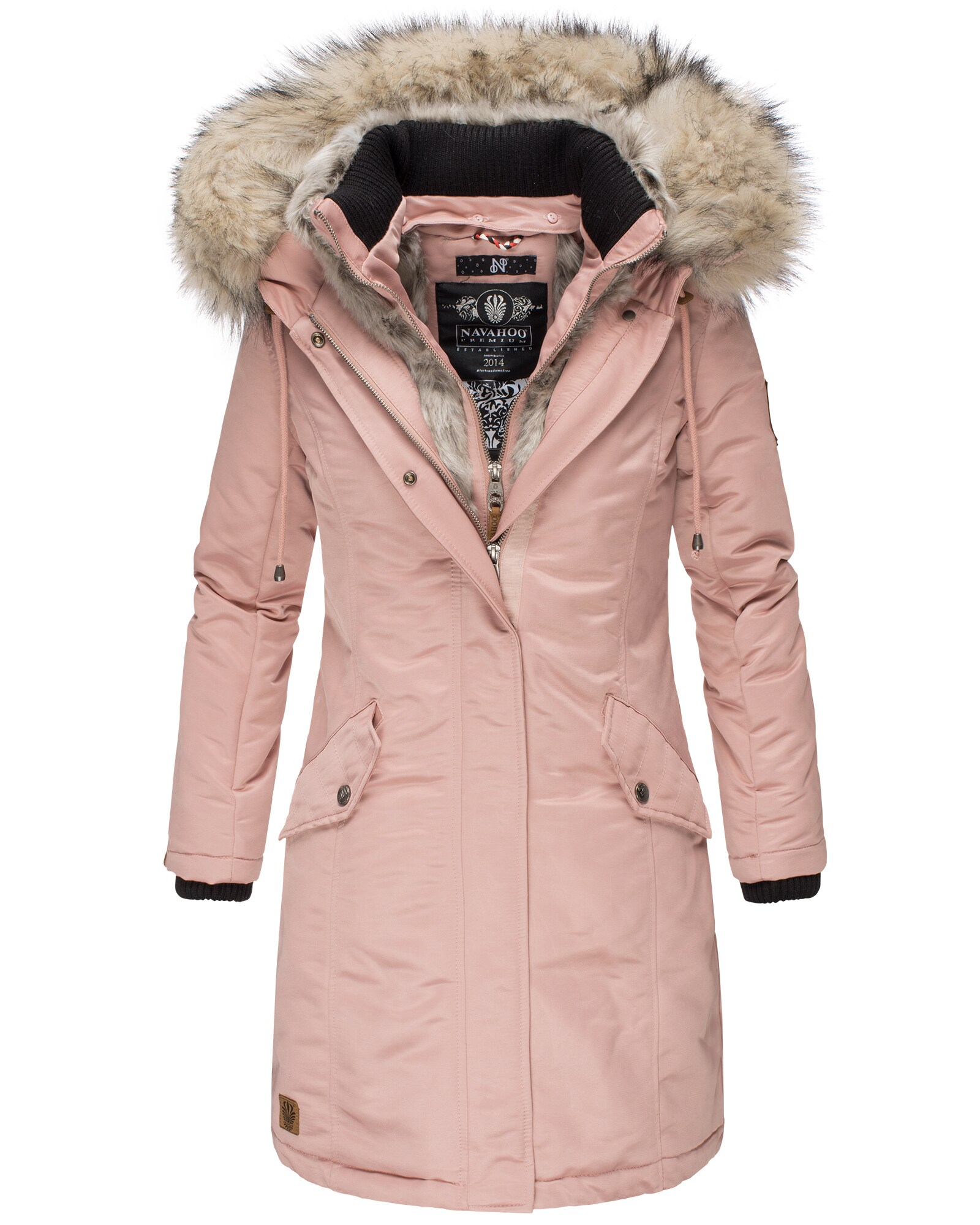NAVAHOO Damen Warmer WintermantelWinterparka mit Kunstfell-Kapuze Daylight