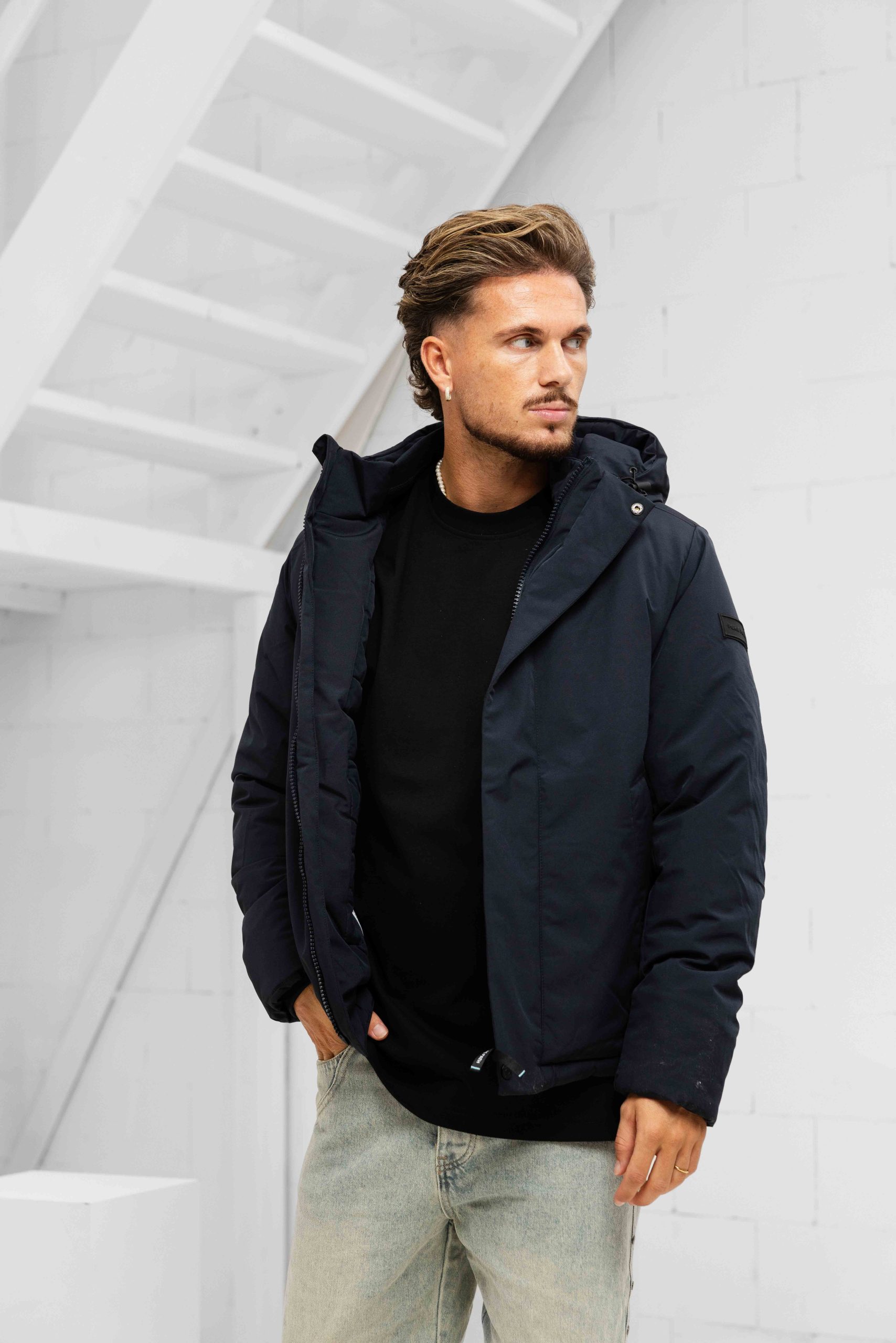 Pure Path Active Flex Short Parka Winterjas Heren Donkerblauw